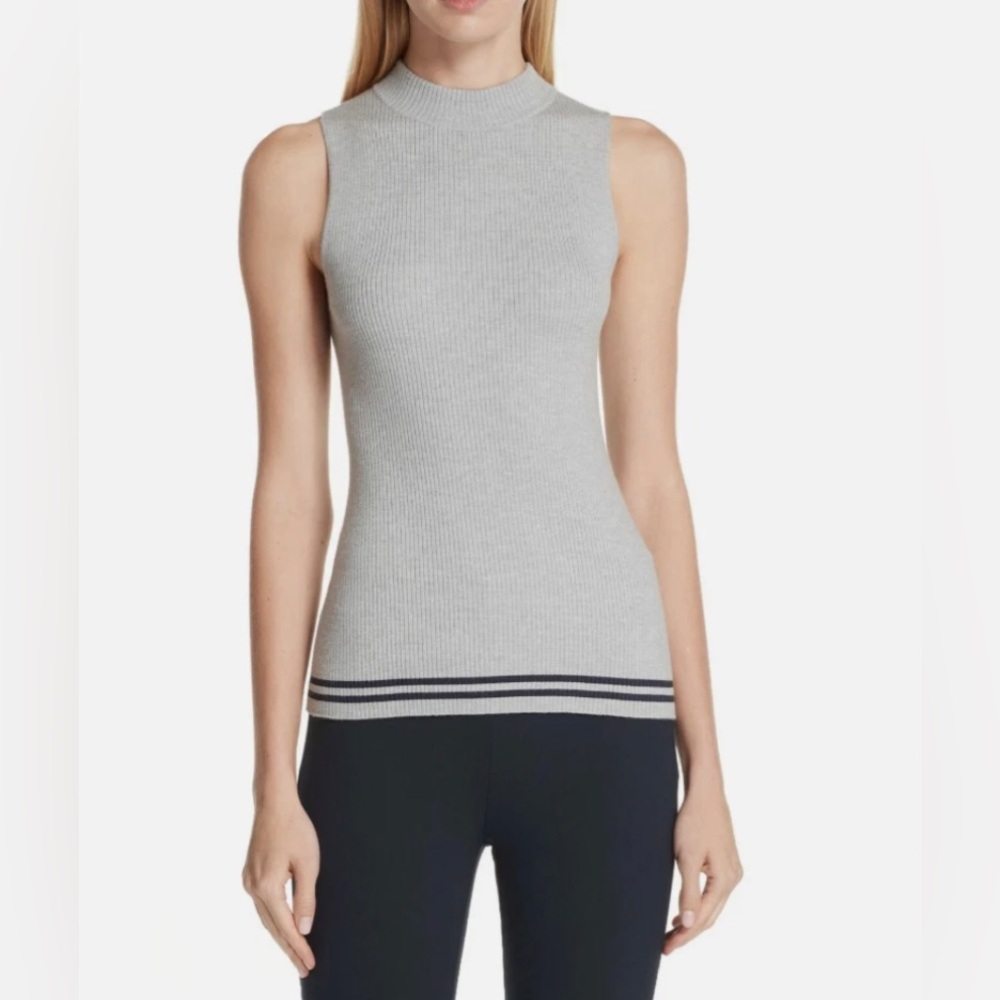 Rag & Bone Alanna Merino Wool Blend Rib-knit Mock Neck Sleeveless Tank Top  XXS